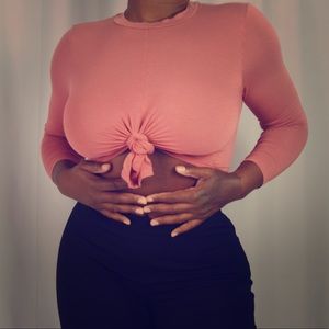 Blush Long Sleeve Crop Top Large